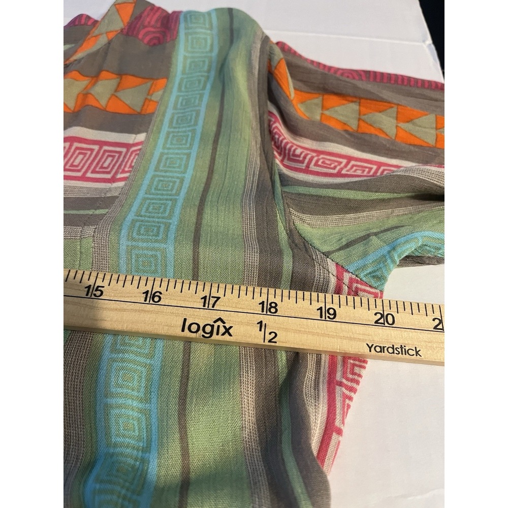 Elan Boho Tiered Babydoll Dress S Bell Sleeve Geo Print Multicolor Festival - Picture 15 of 15